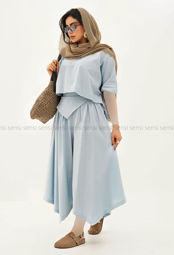 ست شومیز دامن شلواری لینن کد1005445